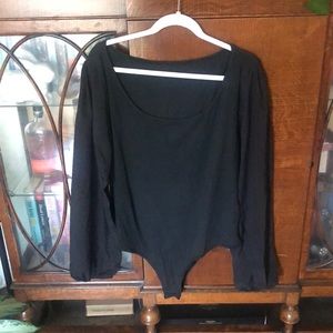 Black flowy long sleeve bodysuit